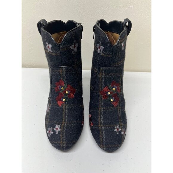 Indigo Rd Embroidered Floral Plaid Heeled Ankle Booties Womens 8.5M Irjuke - Picture 2 of 11